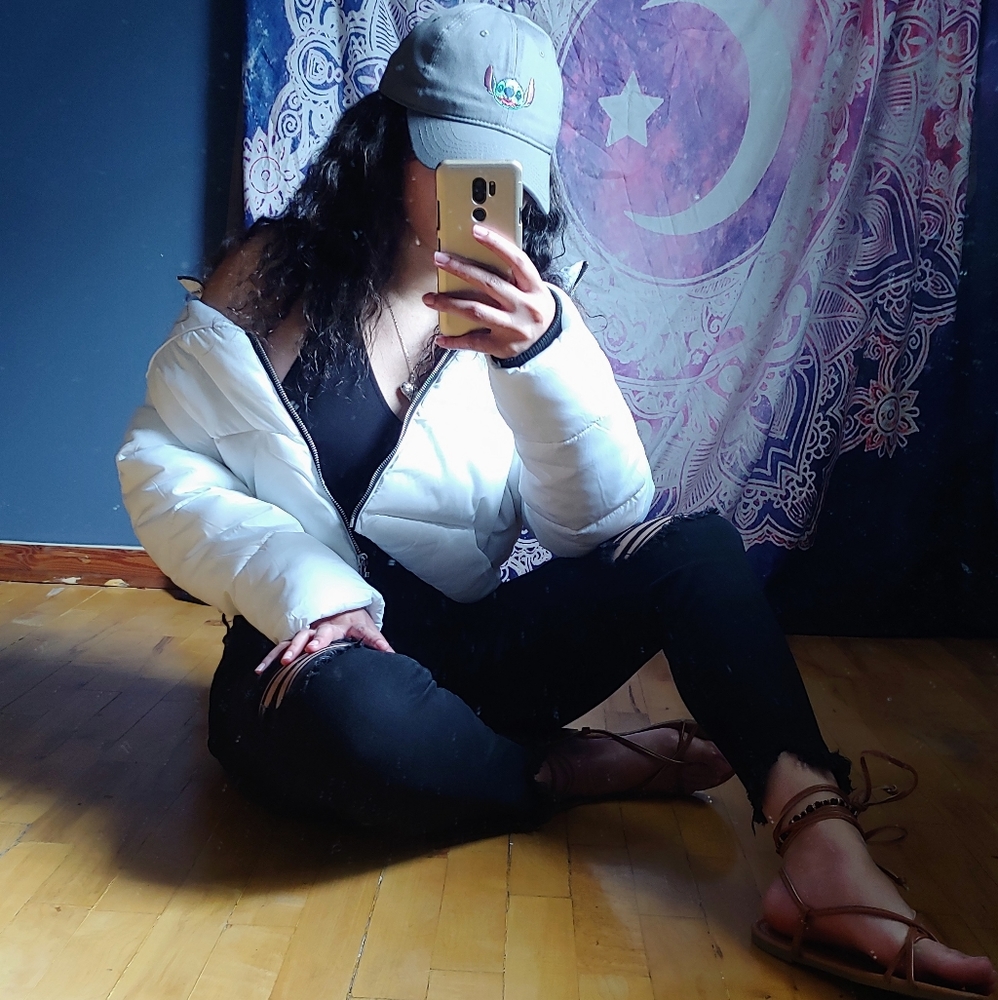 Pure White Cropped BubbleCoat